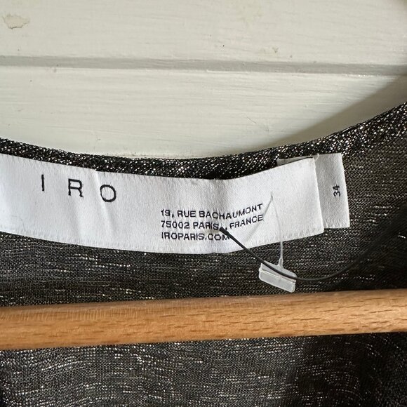 IRO 2 Volsun DISCO Metallic Midi Dress $425 Sheer Zebra Wrap Sparkly Glitter 34 - Picture 6 of 7